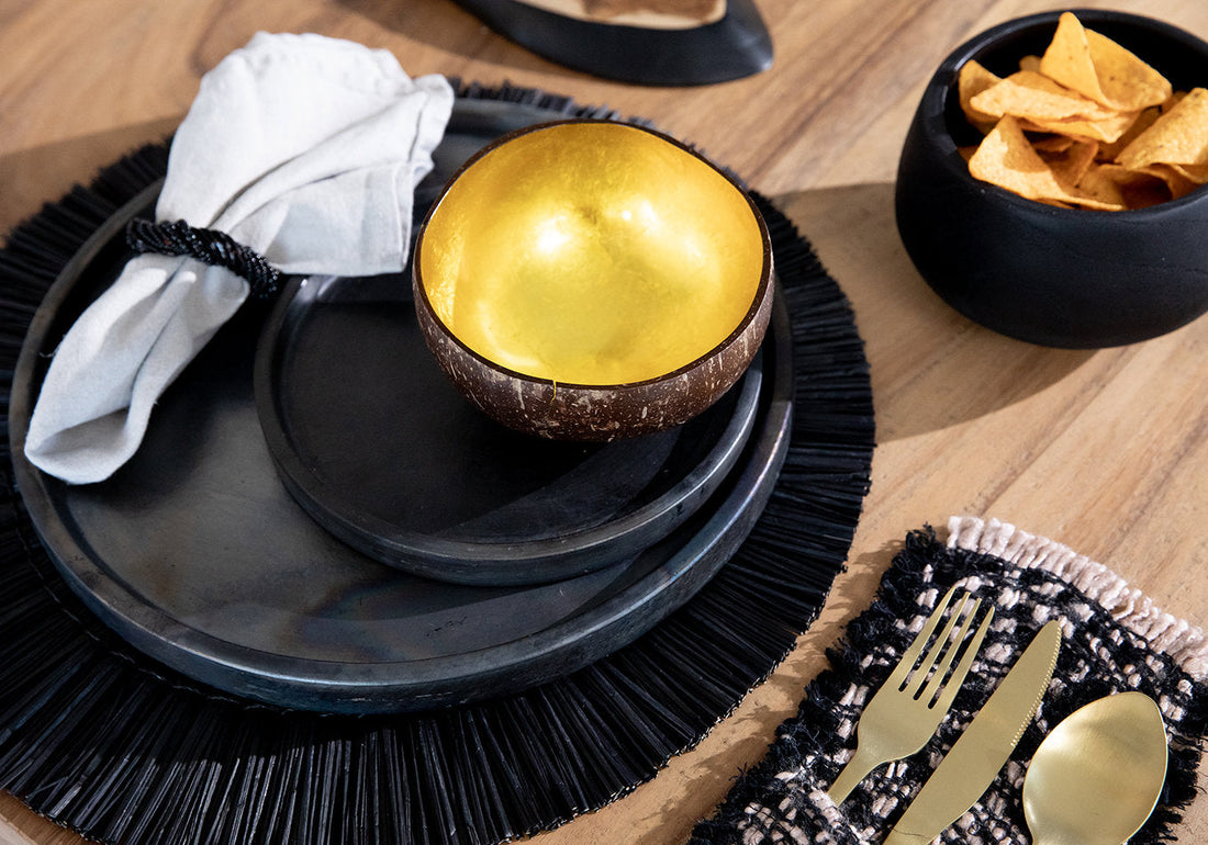 De Beaded Servetring - Zwart - Set van 4