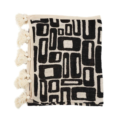 De Aztec Bedsprei/ Plaid - Naturel Zwart