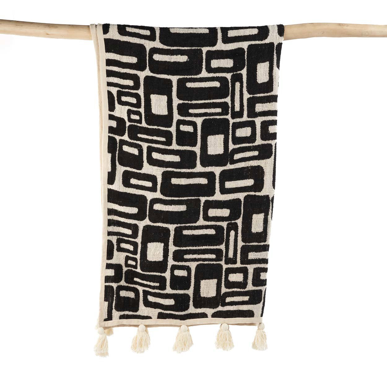 De Aztec Bedsprei/ Plaid Naturel Zwart Bazar Bizar