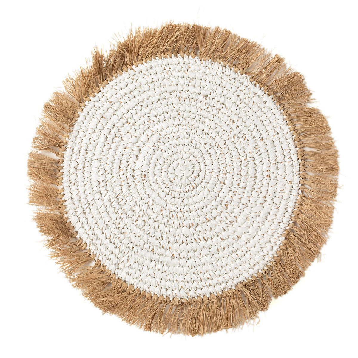 Die Wasserhyazinthe-Raffia-Tischunterlage Weiß Natur Bazar Bizar