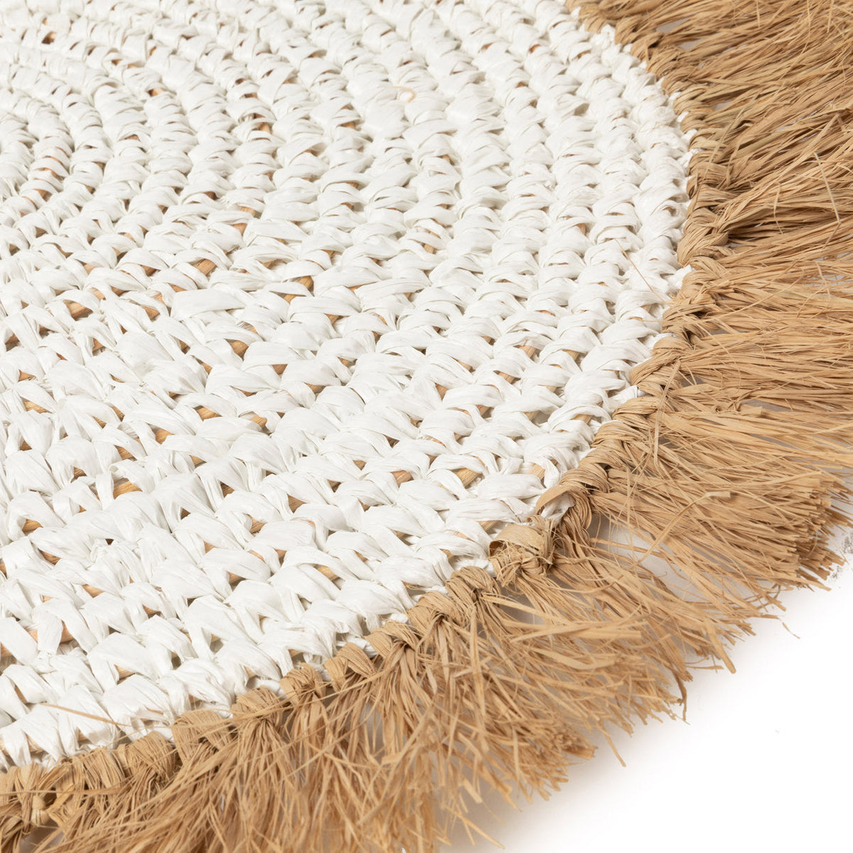 Die Wasserhyazinthe-Raffia-Tischunterlage Weiß Natur Bazar Bizar