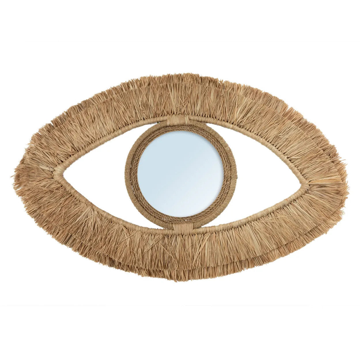 De Raffia Eye Spiegel - Naturel - M 70x40cm