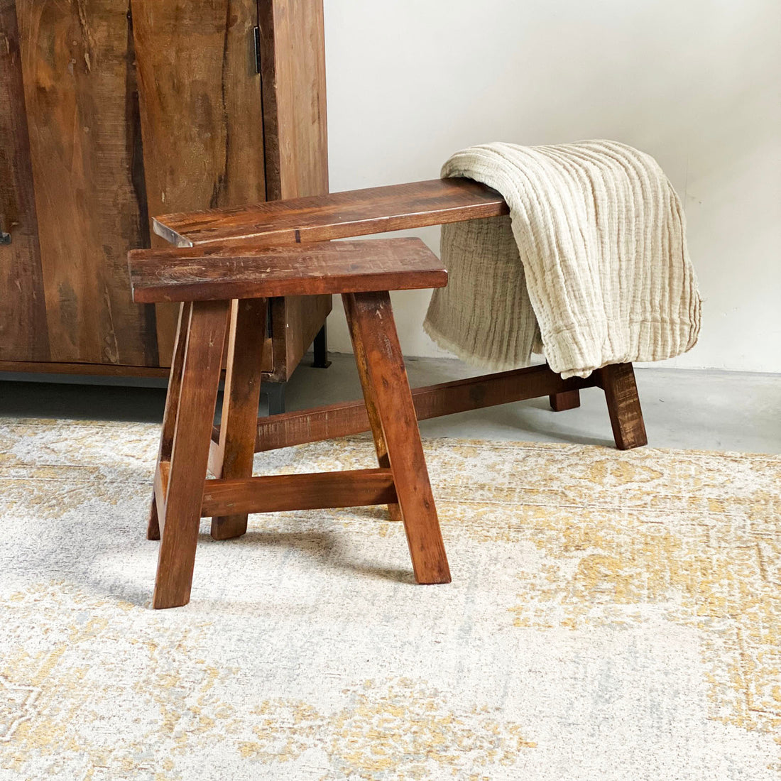 Houten Bankje Factory Bruin Gerecycled Hout Raw Material