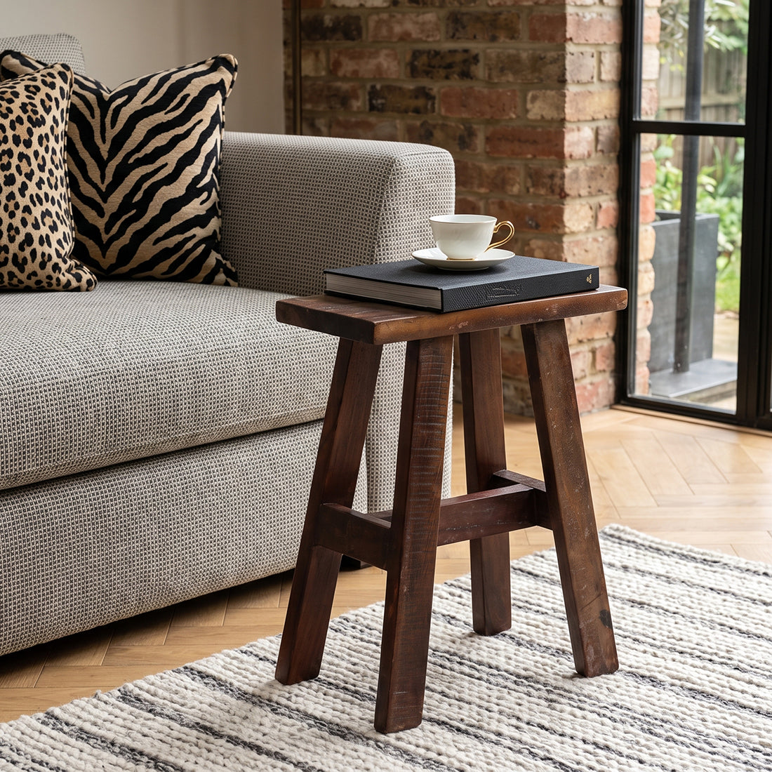 Houten Bankje Factory Bruin Gerecycled Hout Raw Material