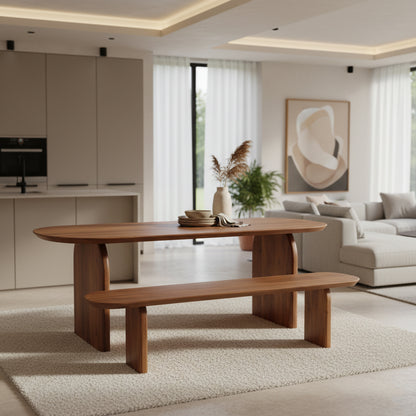 Eetkamerbank Bullnose Bruin Mangohout 180cm Raw Materials
