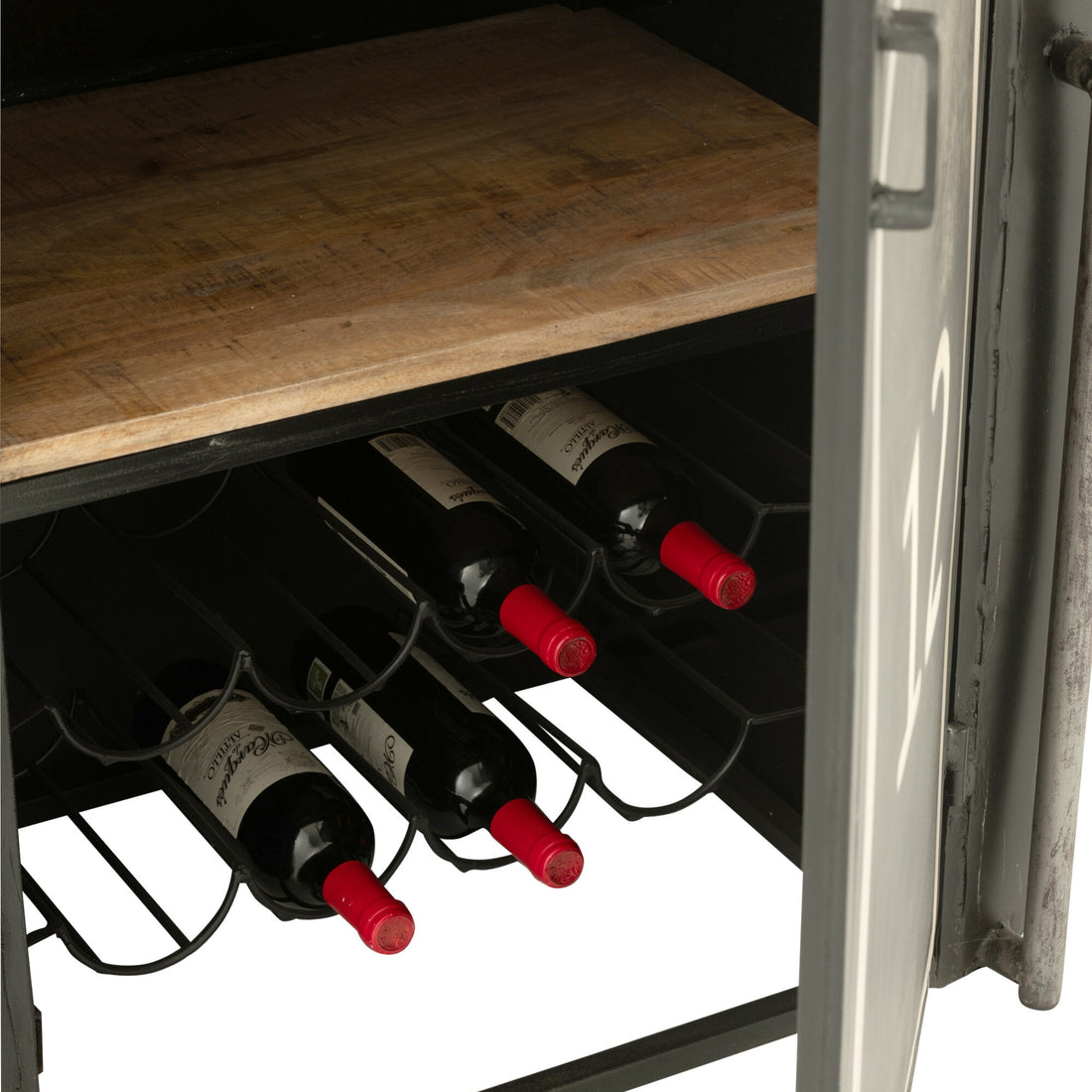 Barmeubel Kabelwagen Ijzer/Mangohout Zwart/Wit J-Line