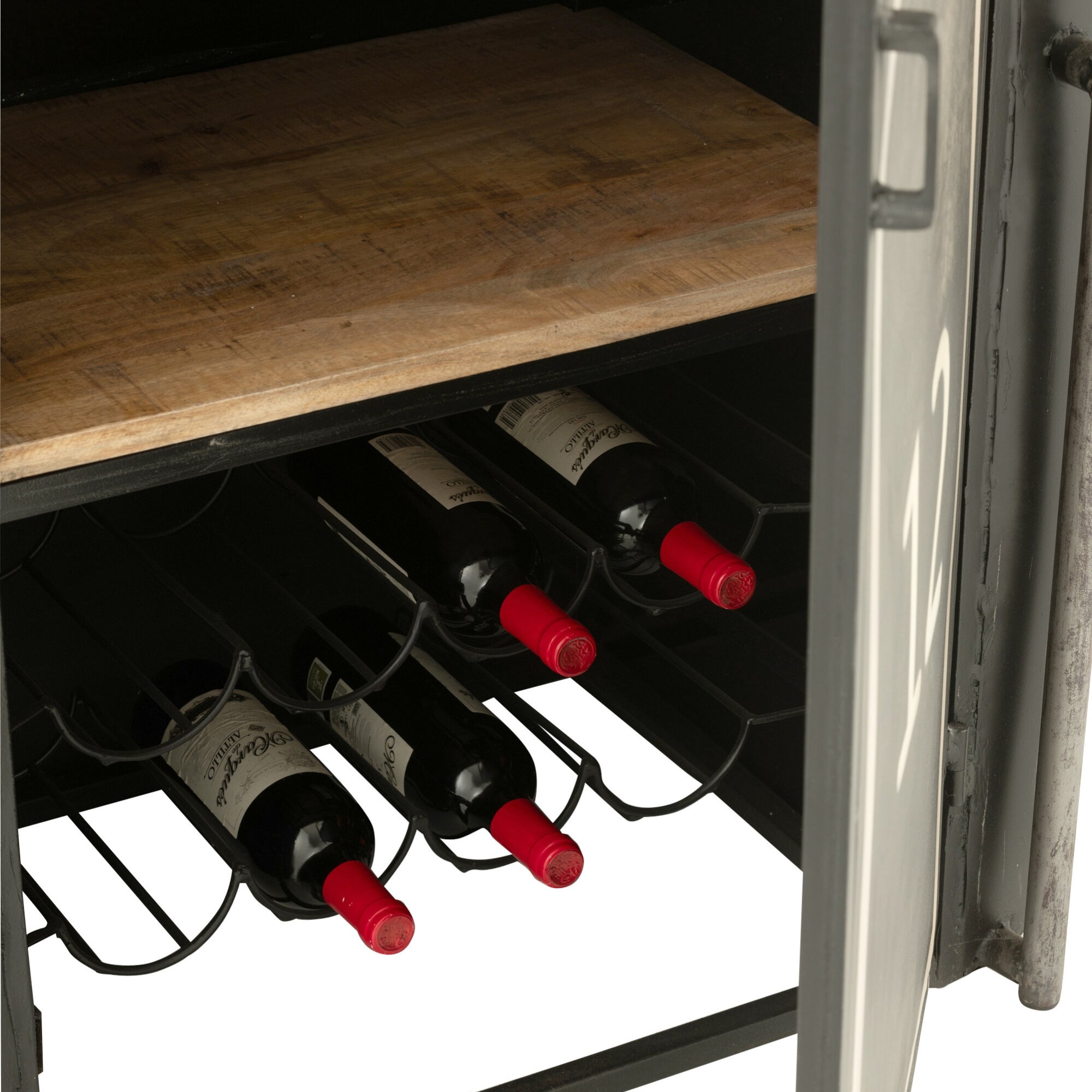 Barmeubel Kabelwagen Ijzer/Mangohout Zwart/Wit J-Line