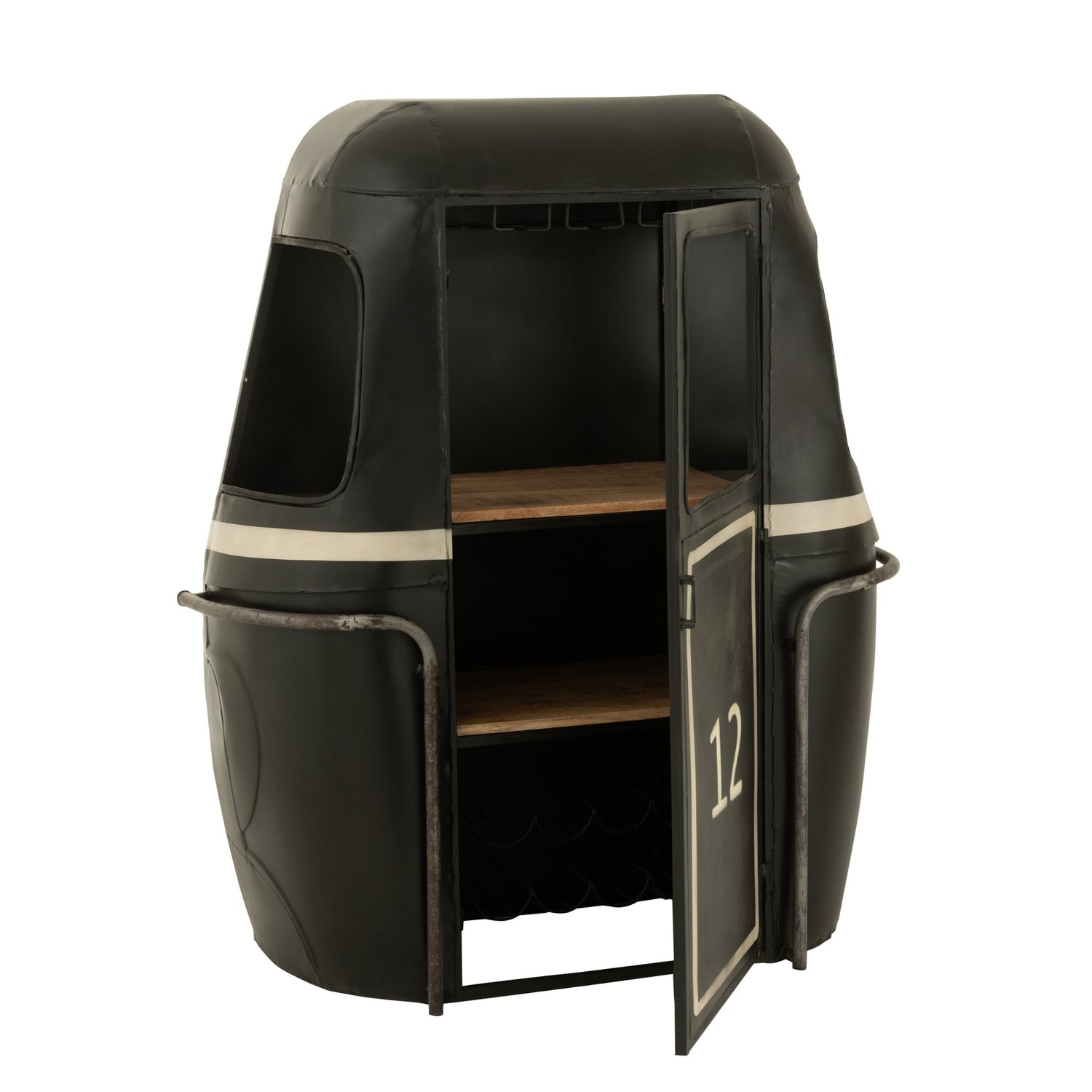 Barmeubel Kabelwagen Ijzer/Mangohout Zwart/Wit J-Line