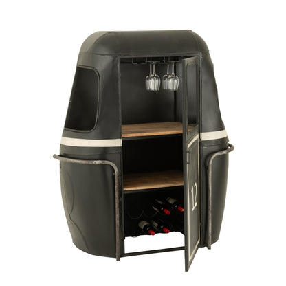 Barmeubel Kabelwagen Ijzer/Mangohout Zwart/Wit J-Line