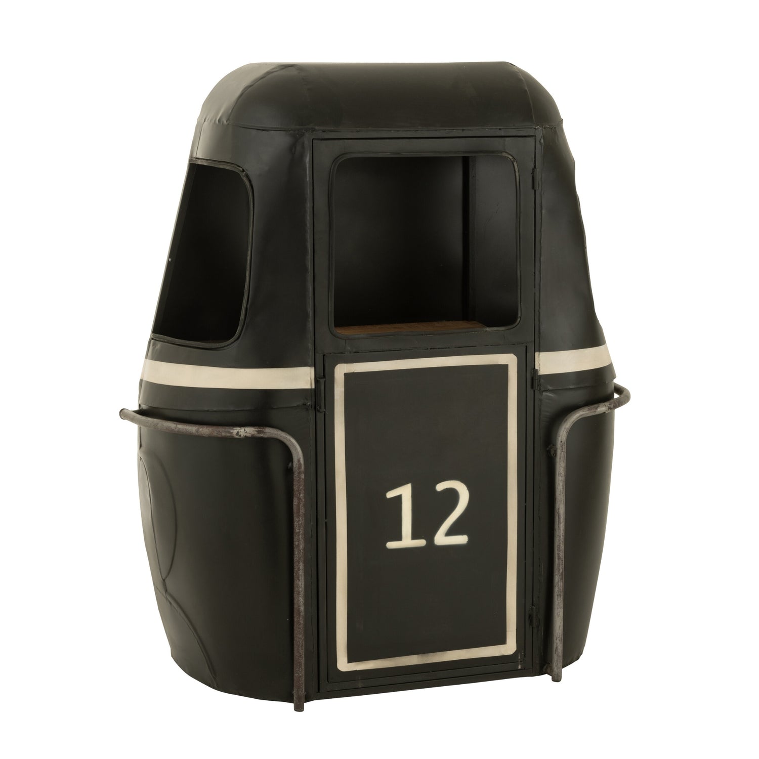 Barmeubel Kabelwagen Ijzer/Mangohout Zwart/Wit J-Line