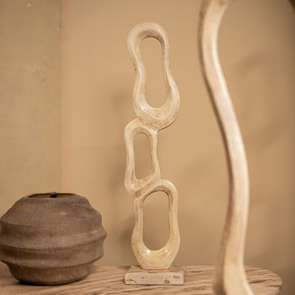 Beeld Camare Abstract Design Gegoten Aluminium Beige Medium PTMD