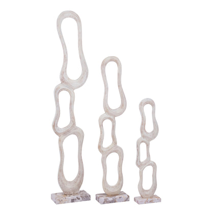 Beeld Camare Abstract Design Gegoten Aluminium Beige Medium PTMD