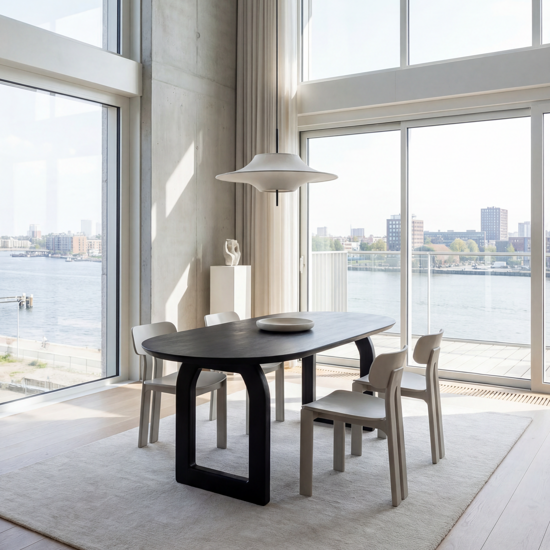 Bullnose Eettafel Open Zwart 200cm Raw Materials