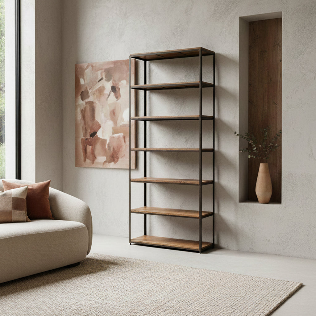 Factory Wandkast Met Houten Planken Raw Materials