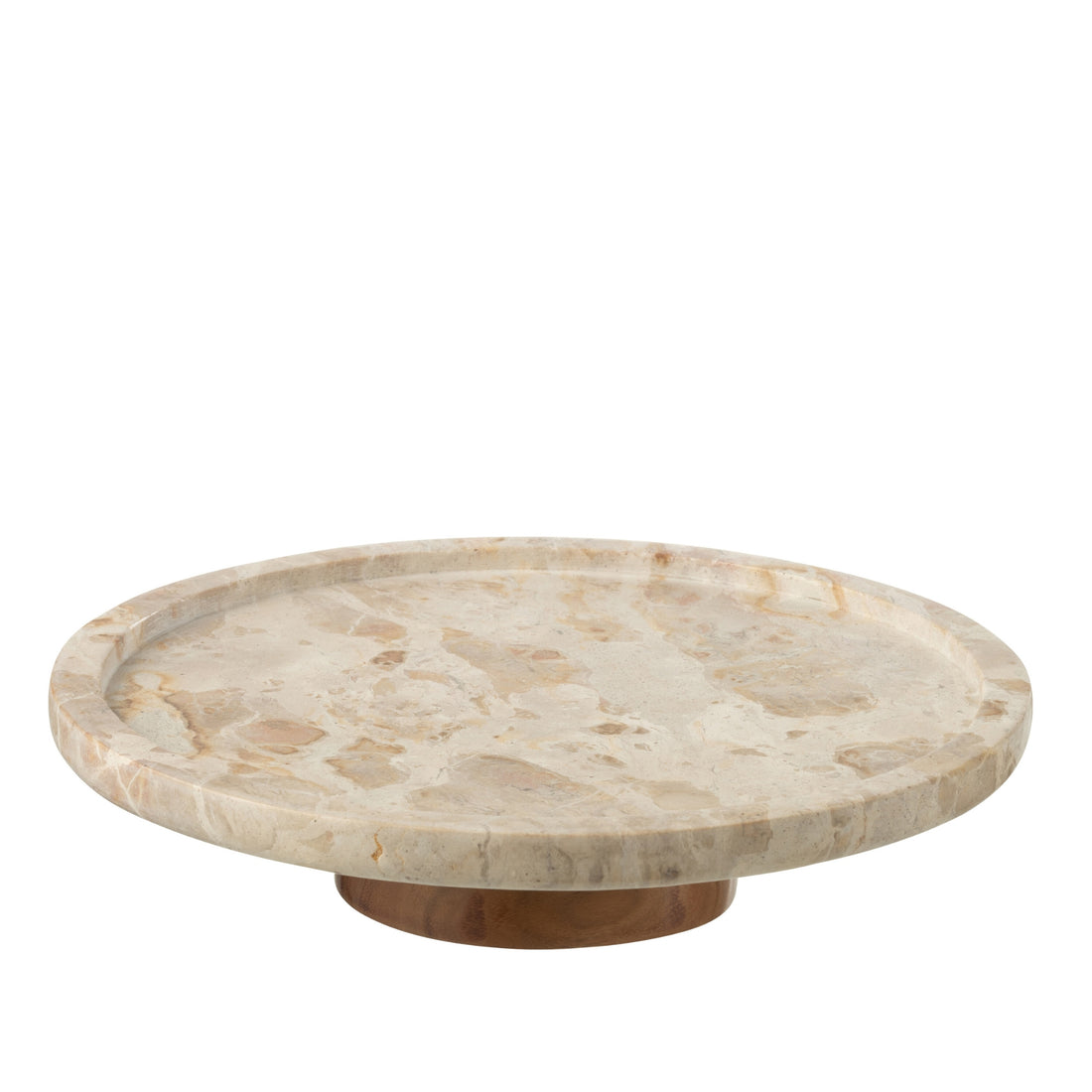 Dienblad Draaiend Rond Marmer Beige/Naturel J-Line