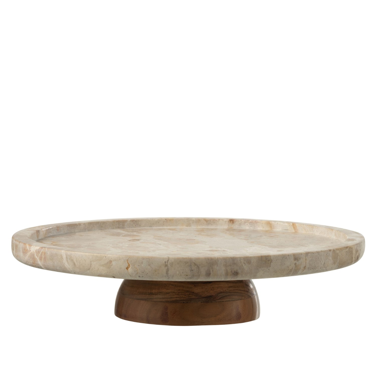 Dienblad Draaiend Rond Marmer Beige/Naturel J-Line