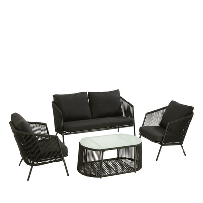 Luxe 4-delige Loungeset Zwart Eli J-Line