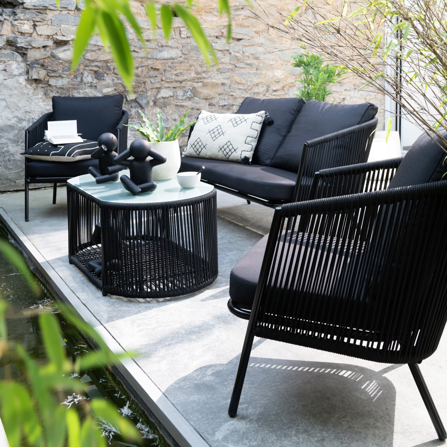 Luxe 4-delige Loungeset Zwart Eli J-Line