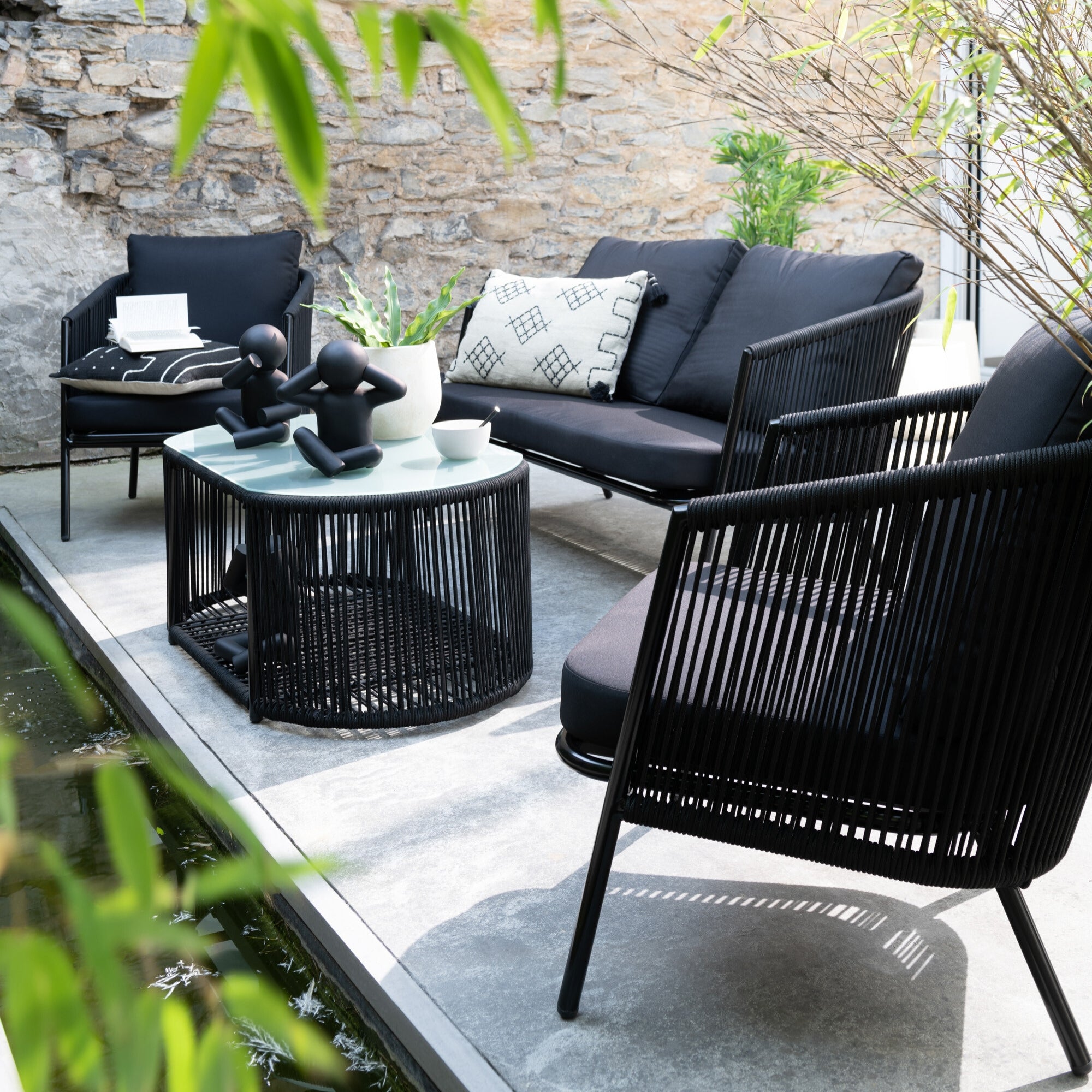 Luxe 4-delige Loungeset Zwart Eli J-Line