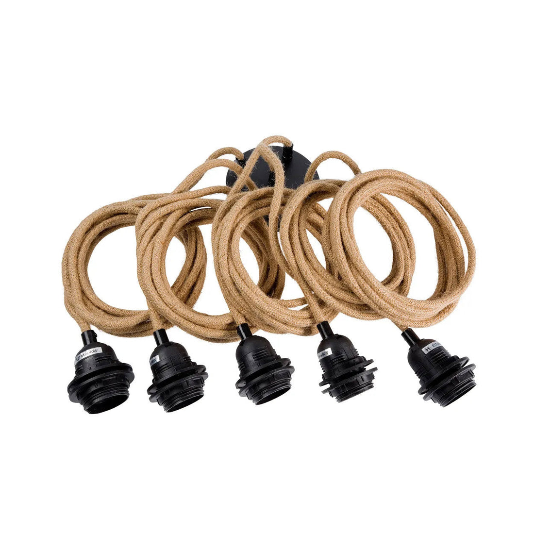 Plafondarmatuur met 5 fittings Naturel Zwart