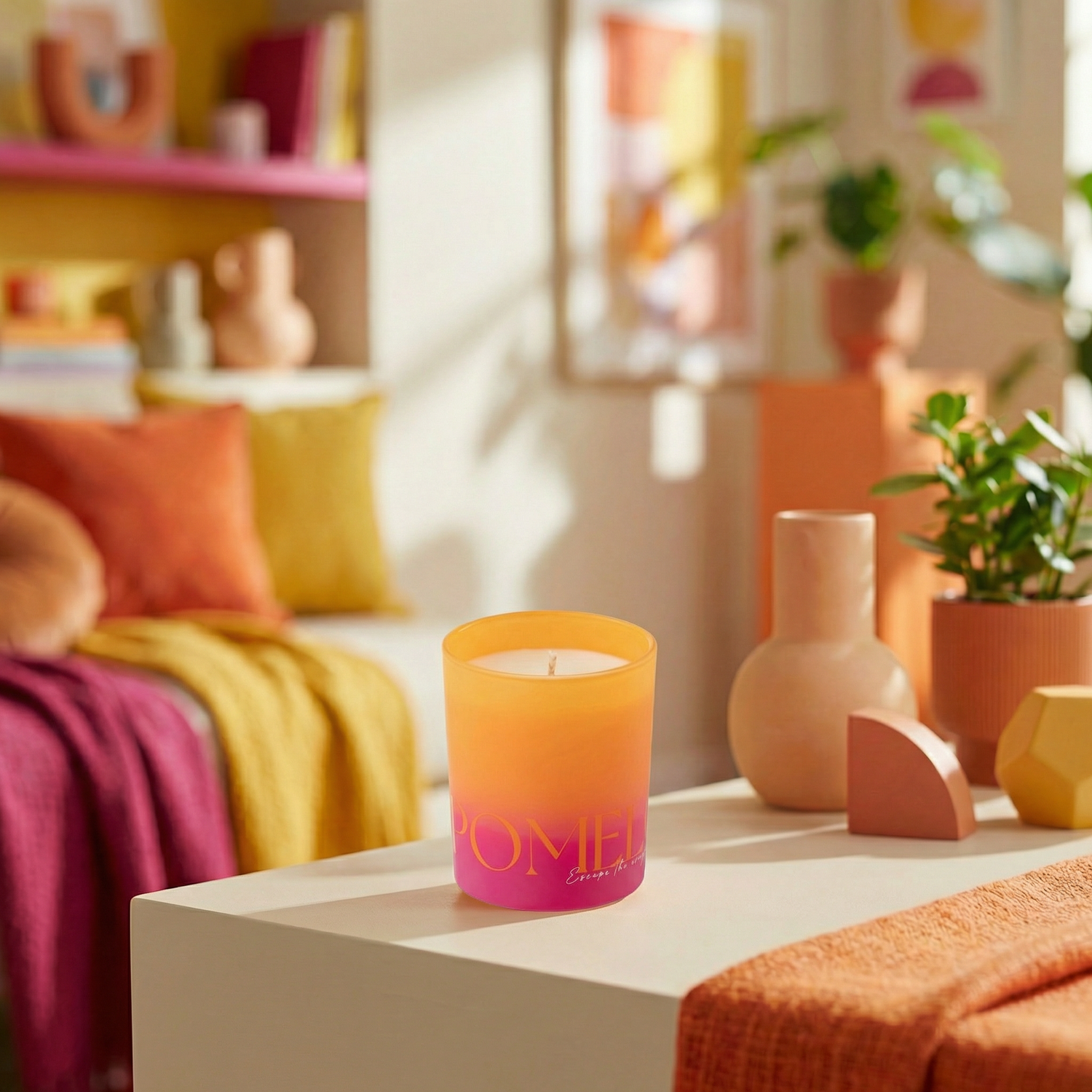 Geurkaars Oasis Oranje/Roze Smalll J-Line