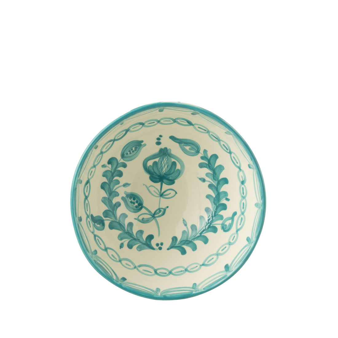 Grote Hoge Kom Granada Motief Aqua/Wit Keramiek J-Line