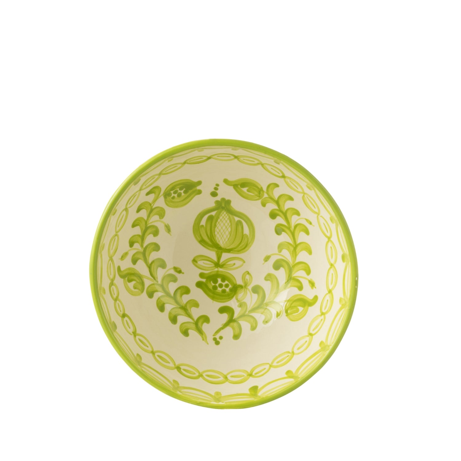 Grote Hoge Kom Granada Motief Groen/Wit Keramiek J-Line