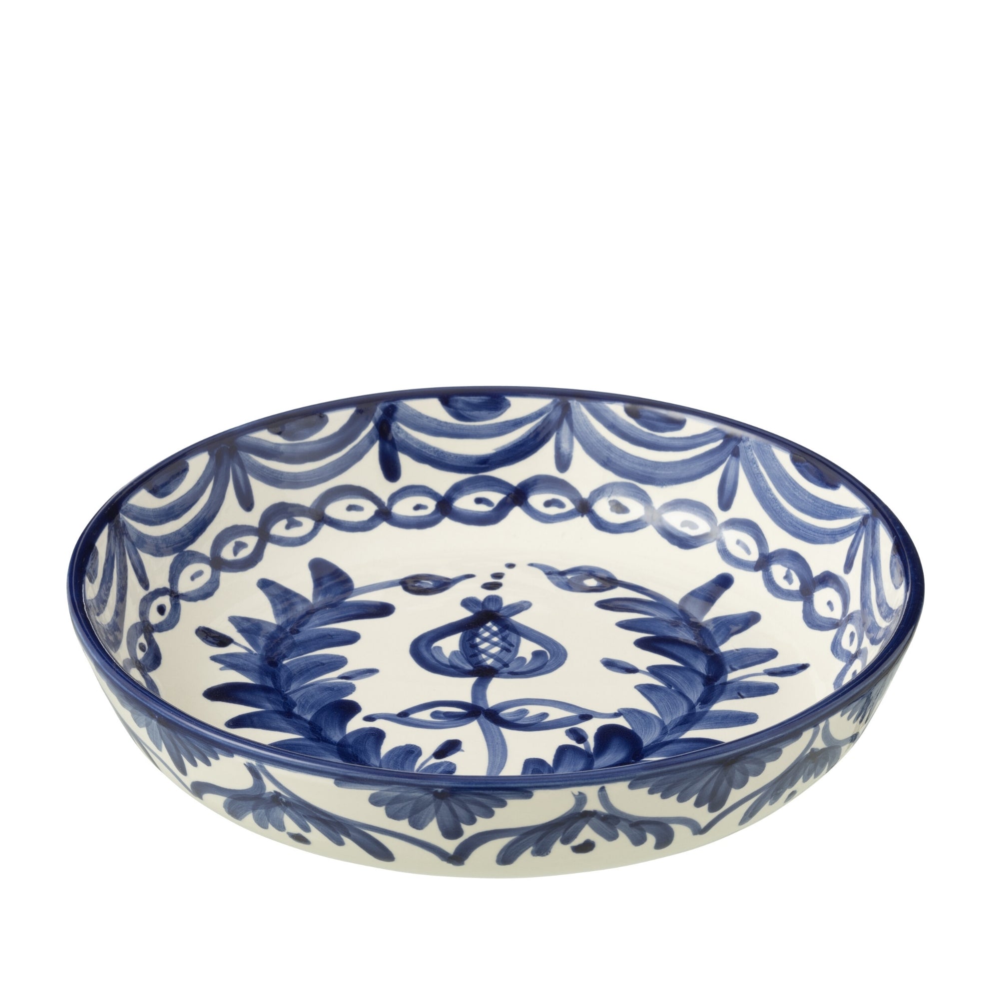 Grote Lage Kom Granada Motief Cobalt Blauw/Wit Keramiek J-Line