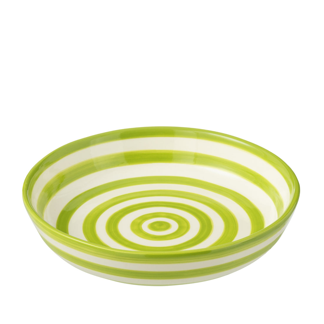 Grote Lage Kom Granada Strepen Groen/Wit Keramiek J-Line