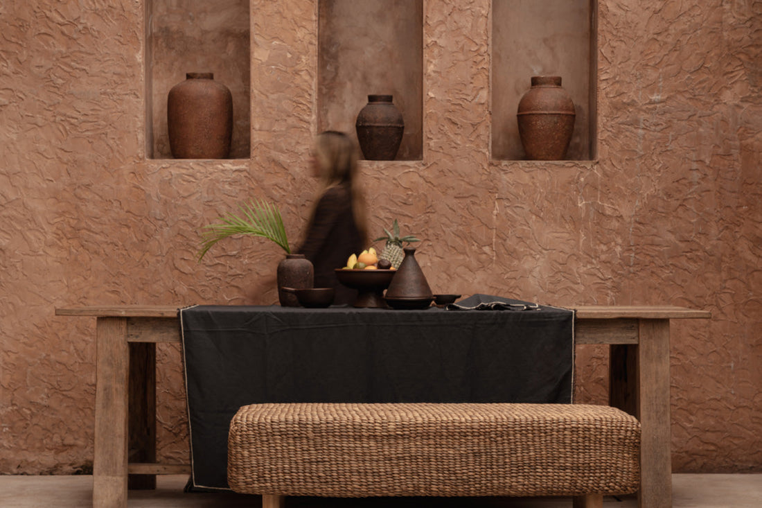 Het Tuscany Tafelkleed - Zwart Naturel - 150x300