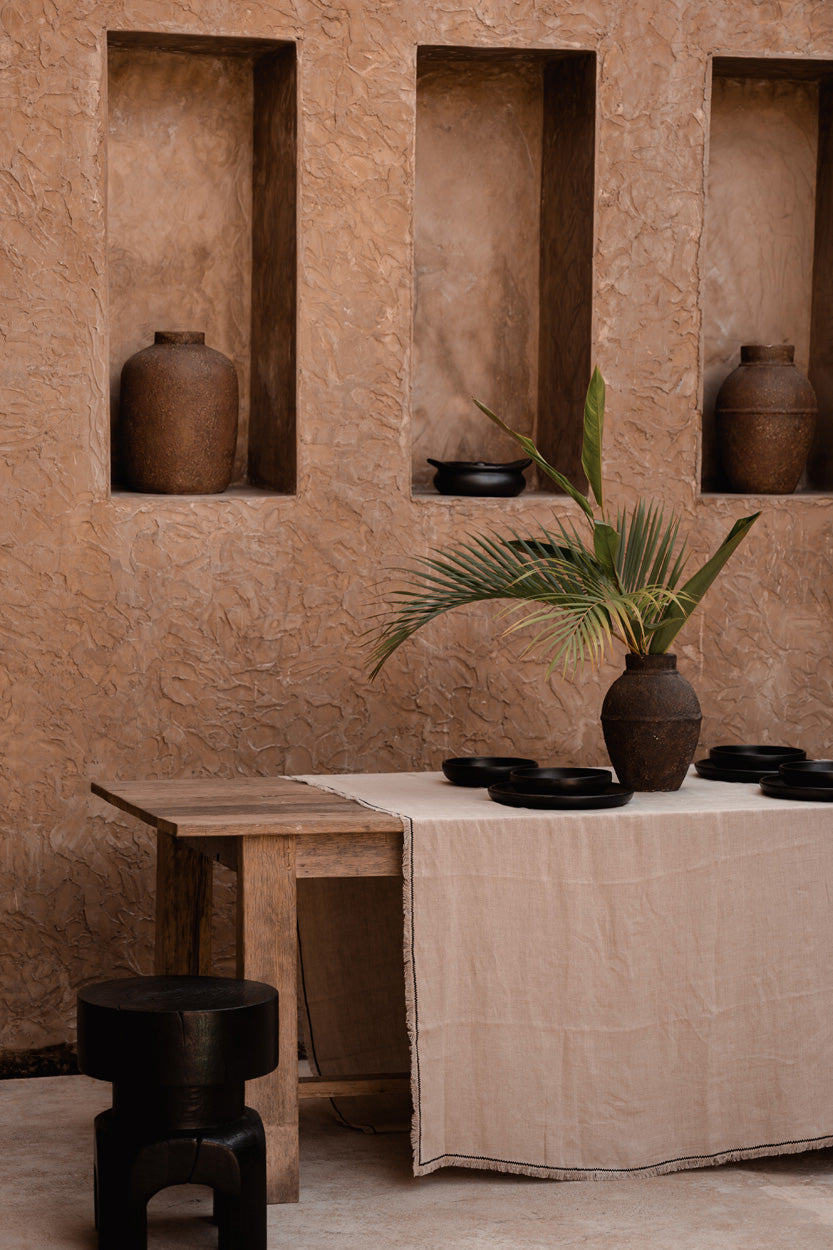 Het Tuscany Tafelkleed - Naturel Zwart - 150x300