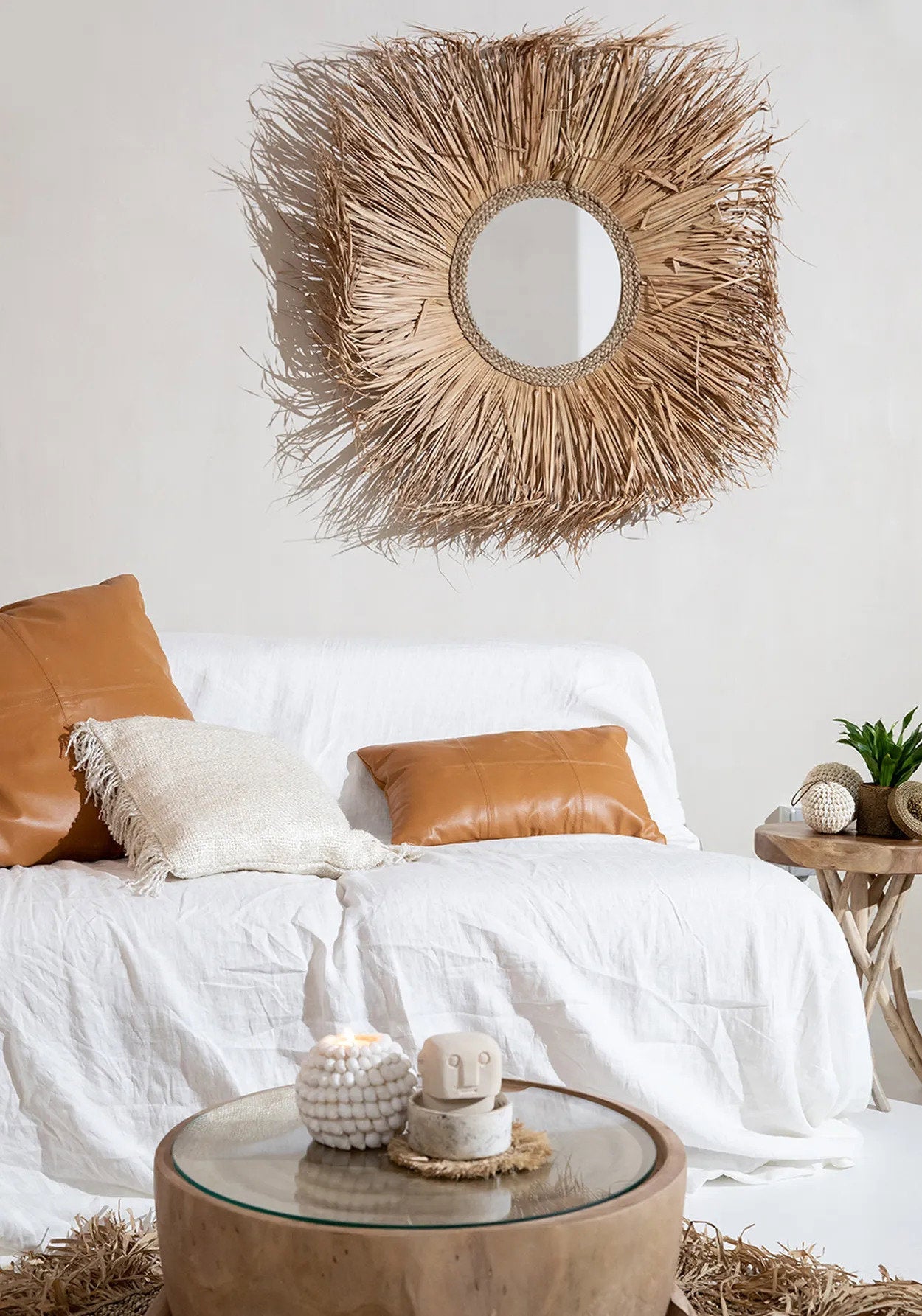 Het Six Panel Leather Kussenhoes - Camel - 30x50