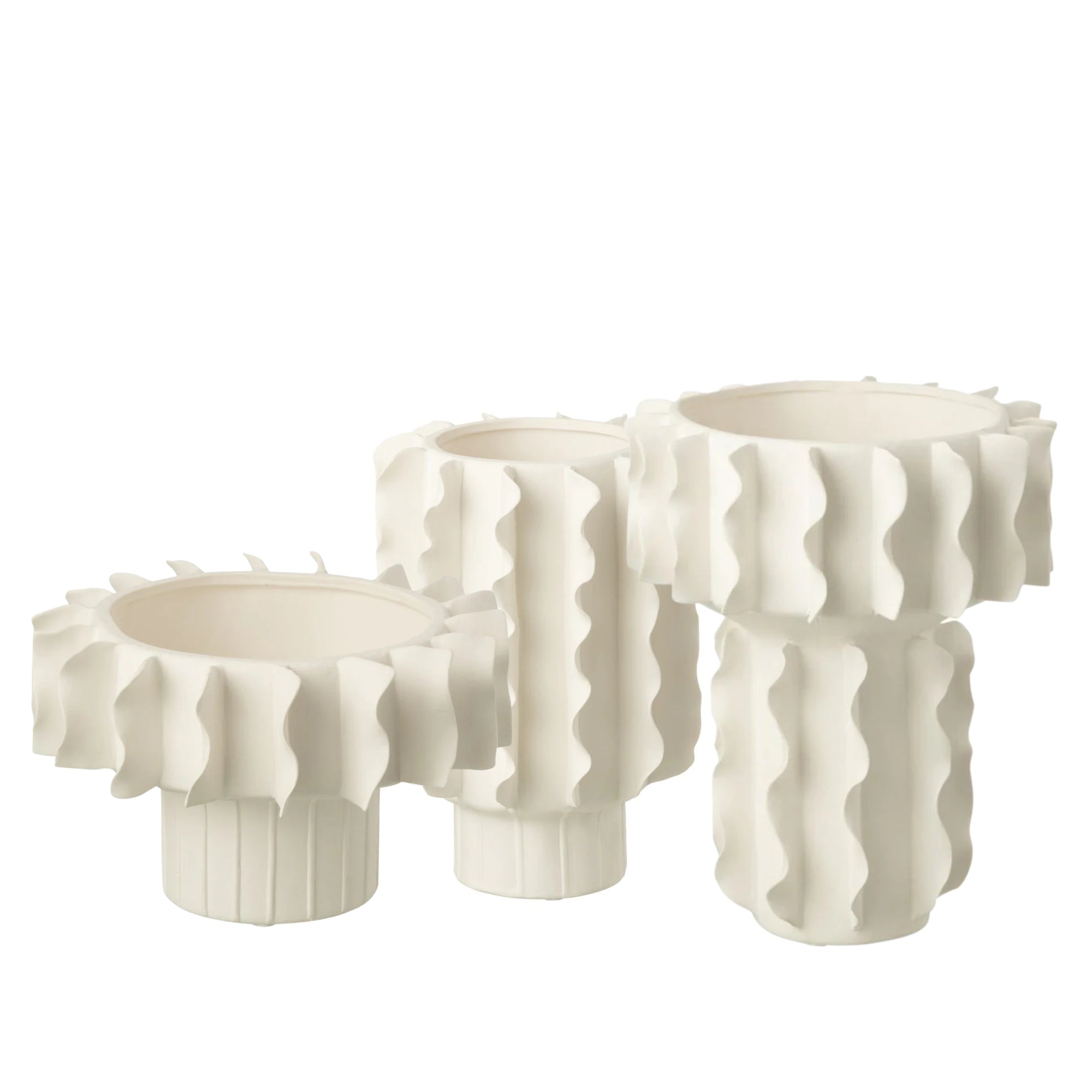 Vaas Helix Rond Keramiek Wit J-Line Set van 3