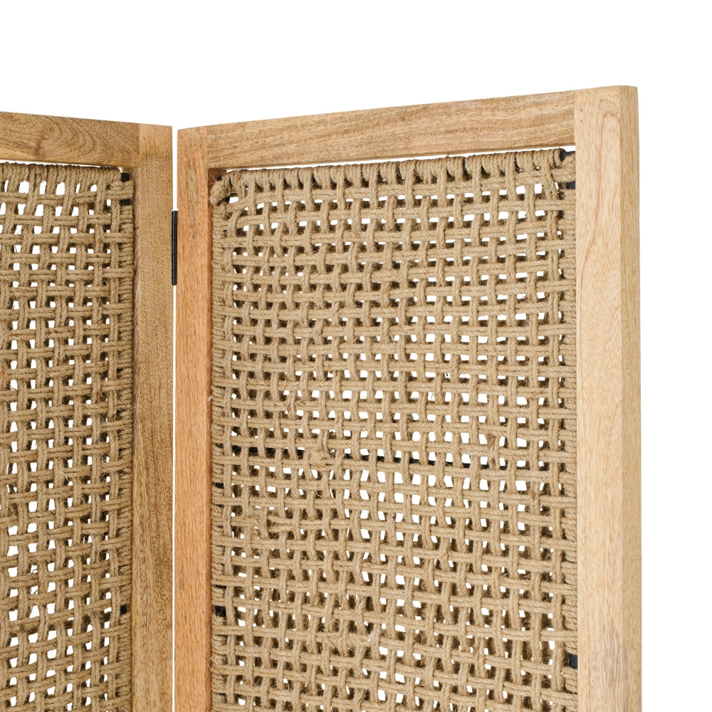 Kamerscherm Met Rieten Panelen Mangohout Naturel J-Line
