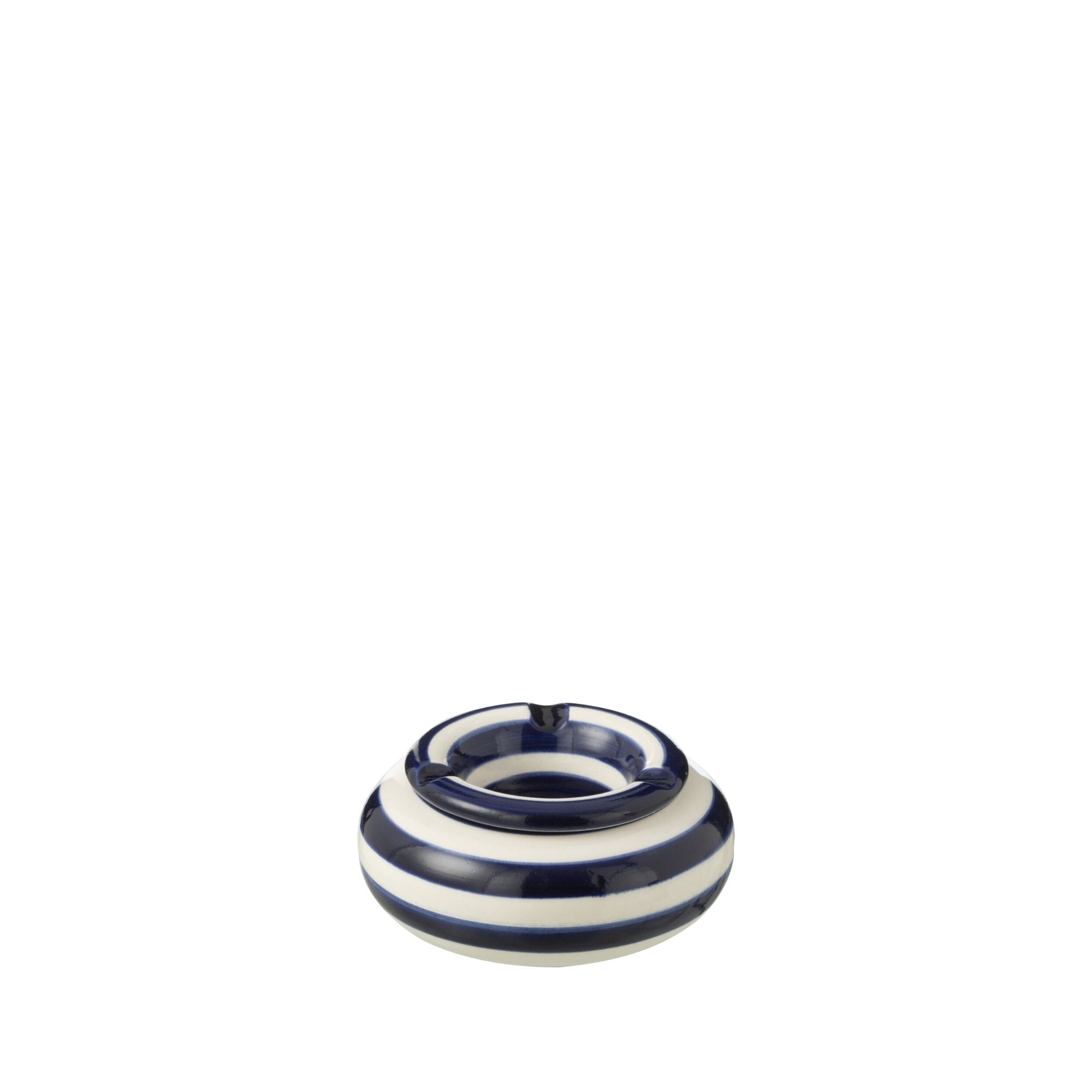 Kleine Asbak Granada Strepen Cobalt Blauw/Wit Keramiek J-Line