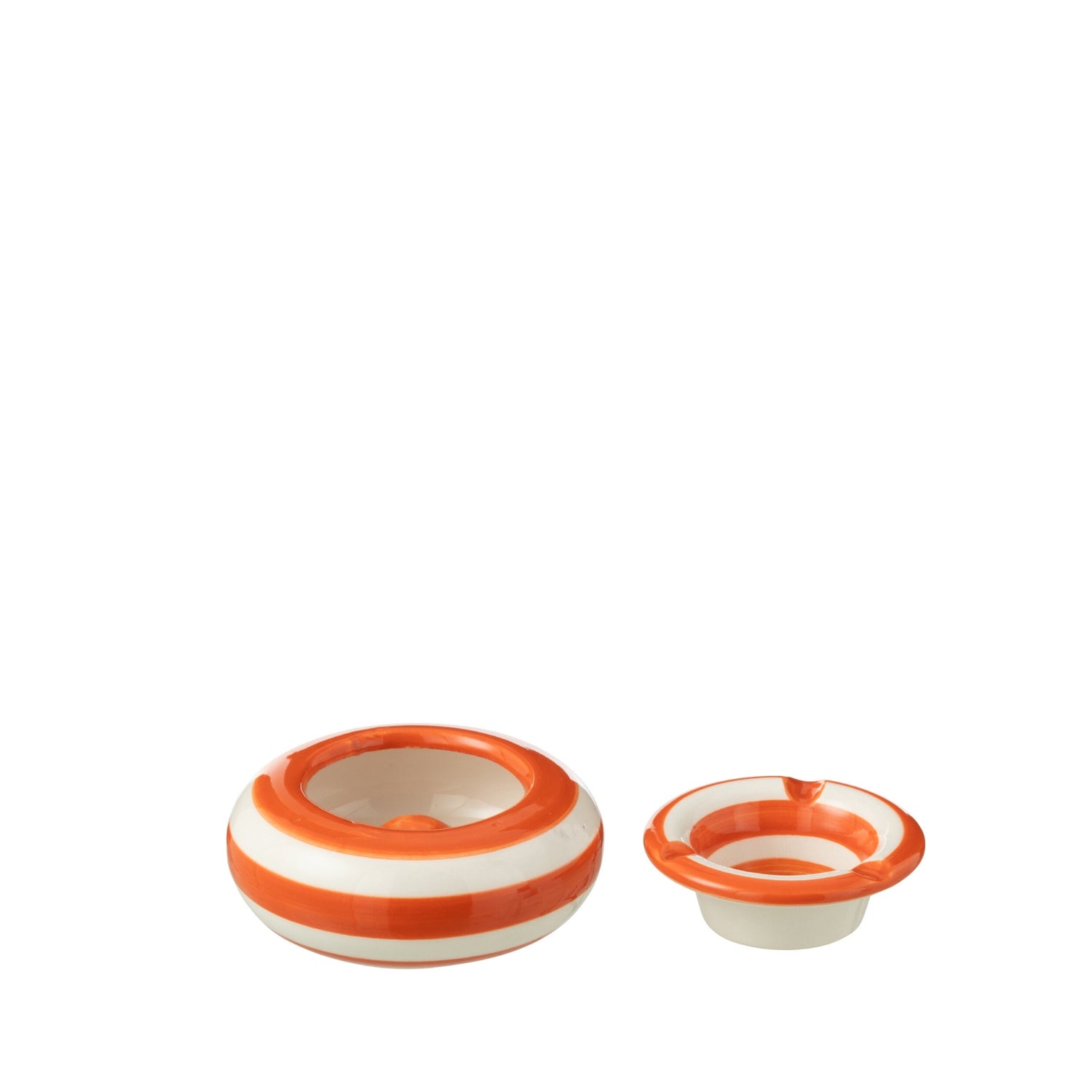 Kleine Asbak Granada Strepen Oranje/Wit Keramiek J-Line