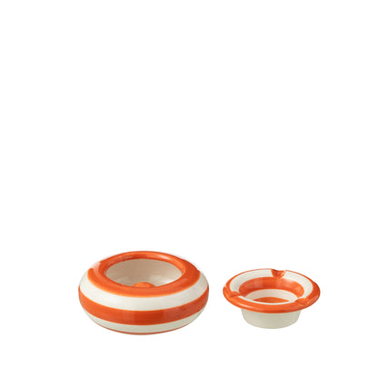 Kleine Asbak Granada Strepen Oranje/Wit Keramiek J-Line