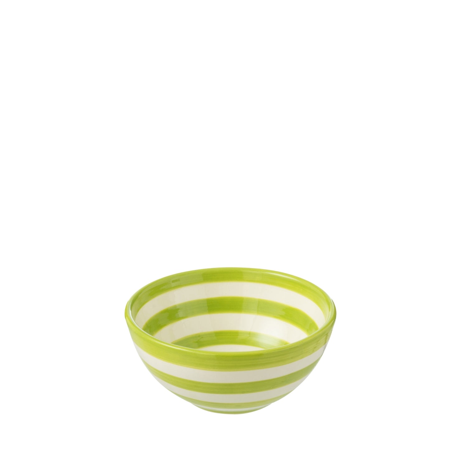 Kleine Hoge Kom Granada Strepen Groen/Wit Keramiek J-Line