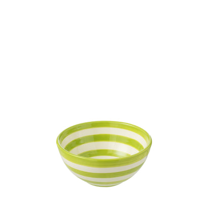 Kleine Hoge Kom Granada Strepen Groen/Wit Keramiek J-Line