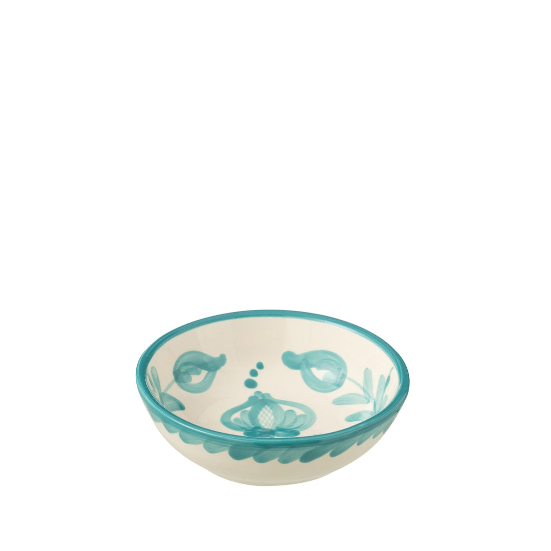 Kleine Lage Kom Granada Motief Aqua/Wit Keramiek J-Line