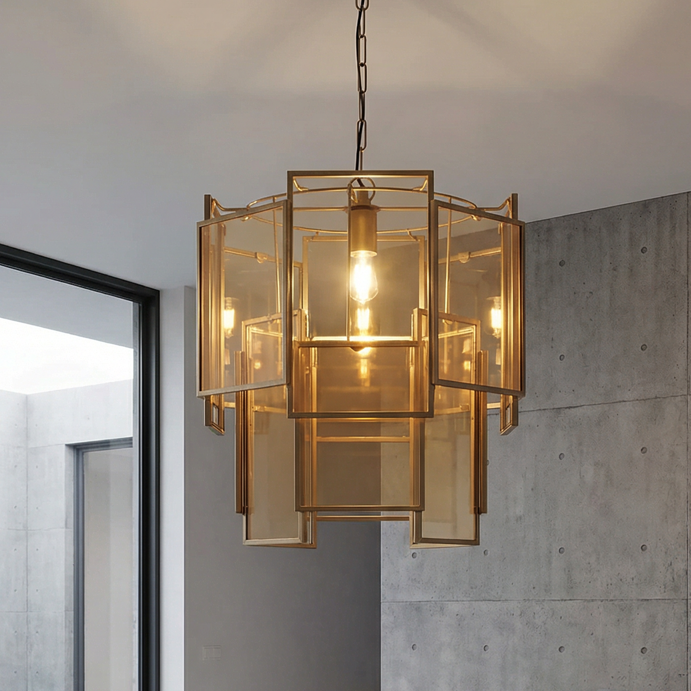 Loucas Brass Lustre Glazen Hanglamp Small van PTMD
