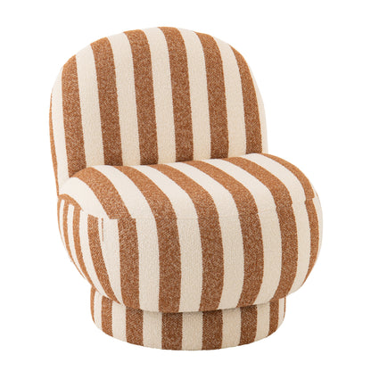 Lounge Chair Gestreepte Stof Camel/Gebroken Wit J-Line