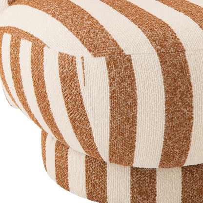 Lounge Chair Gestreepte Stof Camel/Gebroken Wit J-Line