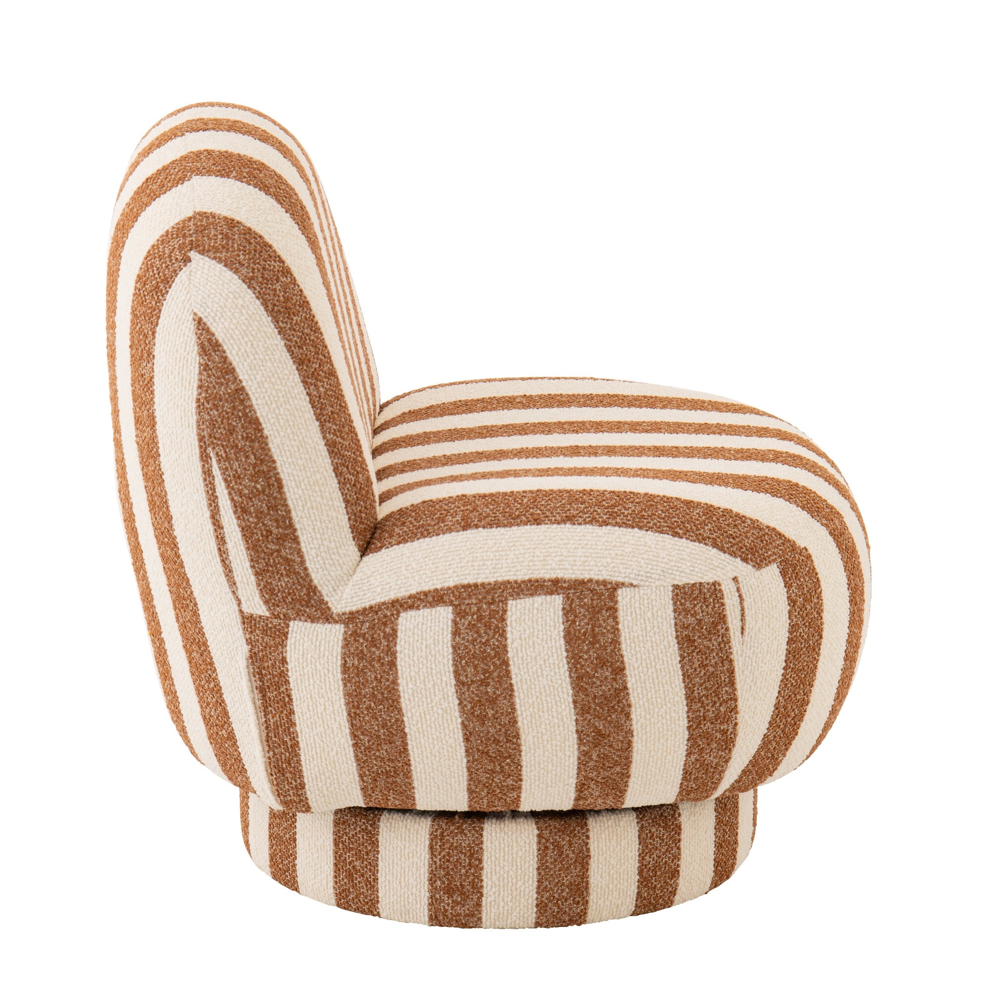 Lounge Chair Gestreepte Stof Camel/Gebroken Wit J-Line