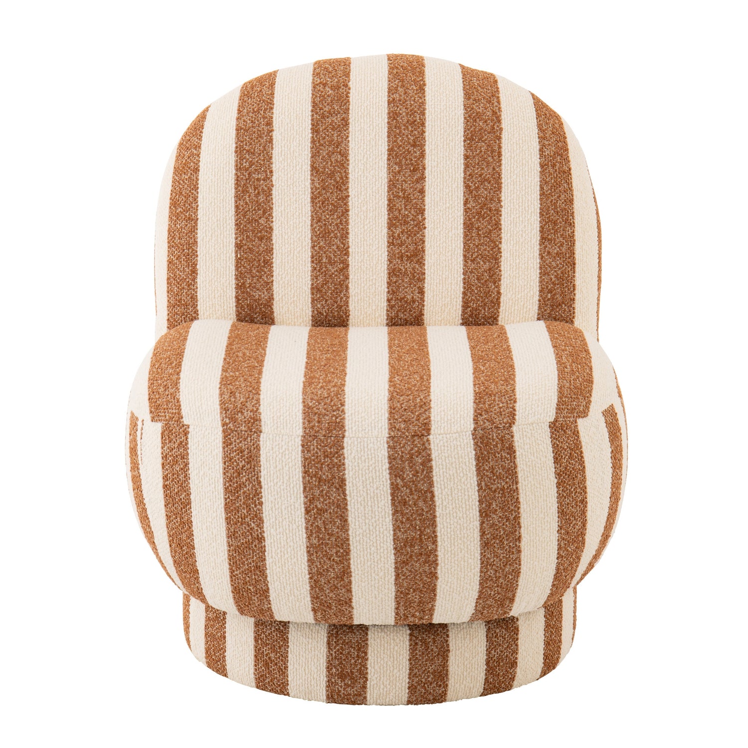 Lounge Chair Gestreepte Stof Camel/Gebroken Wit J-Line