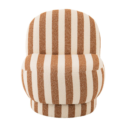 Lounge Chair Gestreepte Stof Camel/Gebroken Wit J-Line