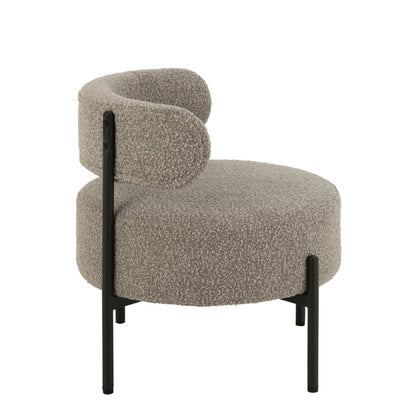 Loungestoel København Boucle Multiplex/Polyester Grijs/Zwart J-Line