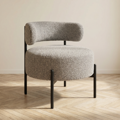 Loungestoel København Boucle Multiplex/Polyester Grijs/Zwart J-Line