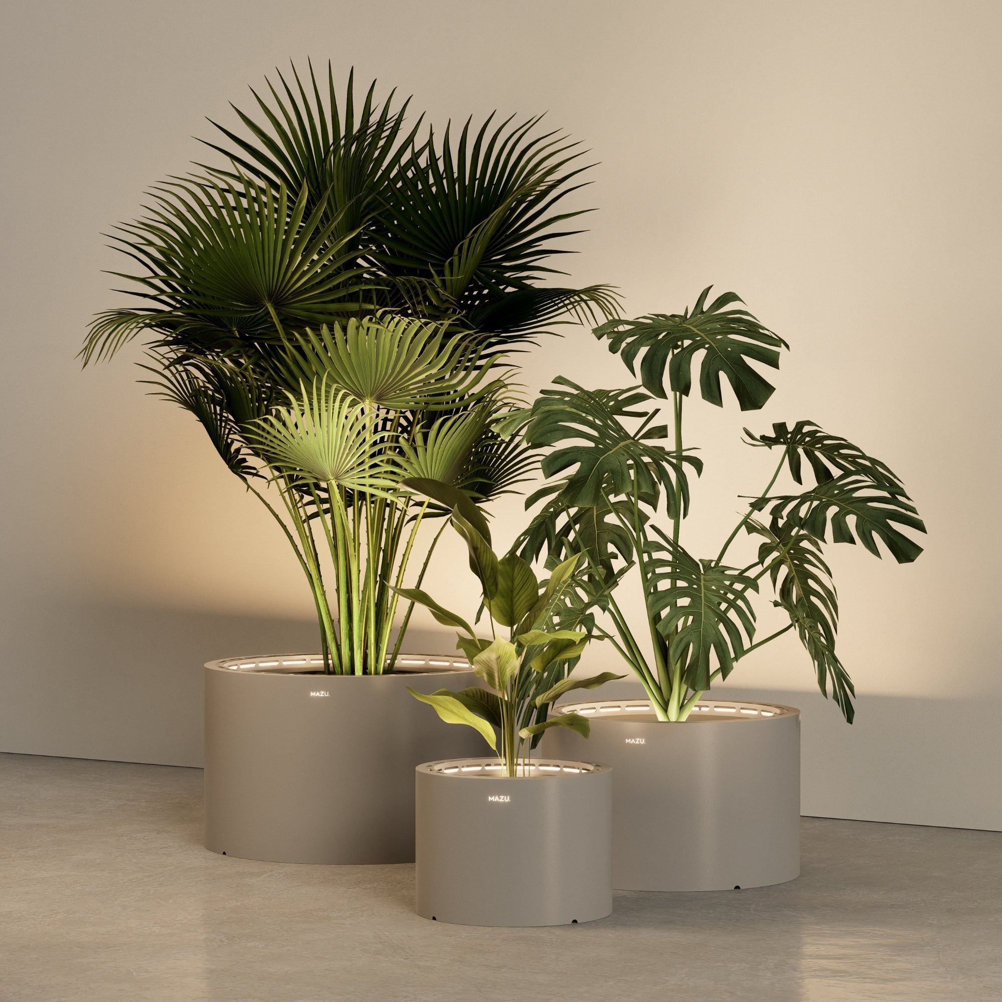 MAZU Tank Luxe LED Plantenpot Lichtgrijs