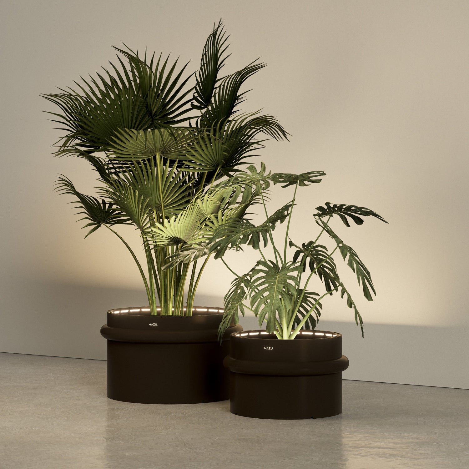 MAZU Nautilus Luxe LED Plantenpot Zwart Bruin